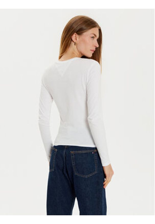 Tommy Jeans Bluzka Essential DW0DW18793 Biały Slim Fit. Kolor: biały. Materiał: bawełna
