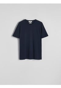 Reserved - T-shirt regular fit z modalem - granatowy. Kolor: niebieski. Materiał: bawełna