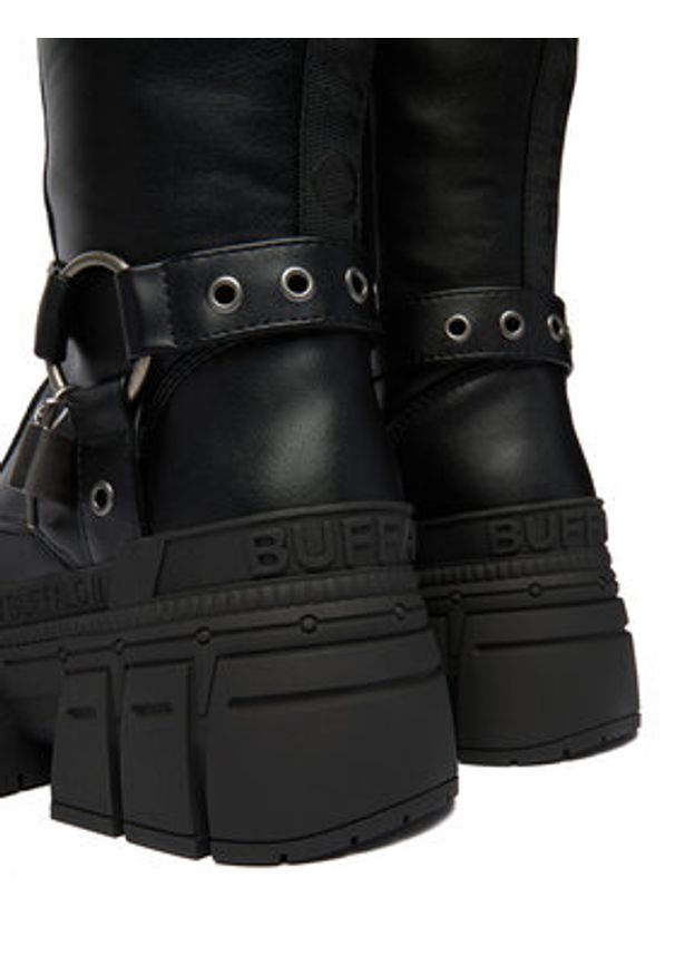 Buffalo Kozaki Gospher Biker Hi 1270131 Czarny. Kolor: czarny. Materiał: skóra