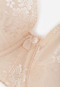 Born2be - Jasnobeżowy Biustonosz Koronkowy Typu Full Cup Vikoni. Kolor: beżowy. Materiał: koronka. Wzór: koronka #7