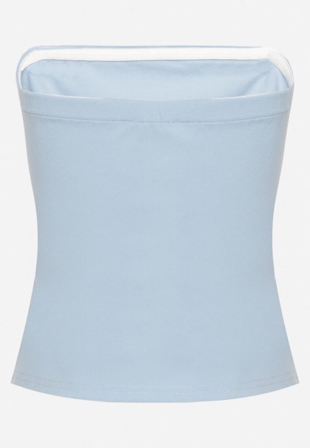 Born2be - Jasnoniebieski Top Bez Rękawów z Wiskozą Zdobiony Rozcięciami Salomira. Okazja: na co dzień. Kolor: niebieski. Materiał: wiskoza. Długość rękawa: bez rękawów. Wzór: aplikacja. Styl: klasyczny, casual, elegancki