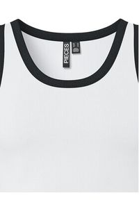 Pieces Top May 17154484 Biały Slim Fit. Kolor: biały. Materiał: bawełna