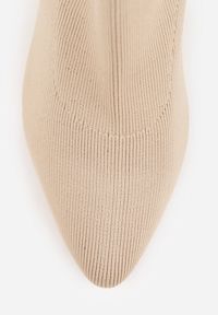 Born2be - Ciemnobeżowe Eleganckie Botki VICES na Słupku ze Skarpetkową Cholewką Rasoria. Okazja: na co dzień, na spotkanie biznesowe, do pracy. Zapięcie: bez zapięcia. Kolor: beżowy. Materiał: satyna, skóra. Szerokość cholewki: normalna. Obcas: na słupku. Styl: elegancki #2