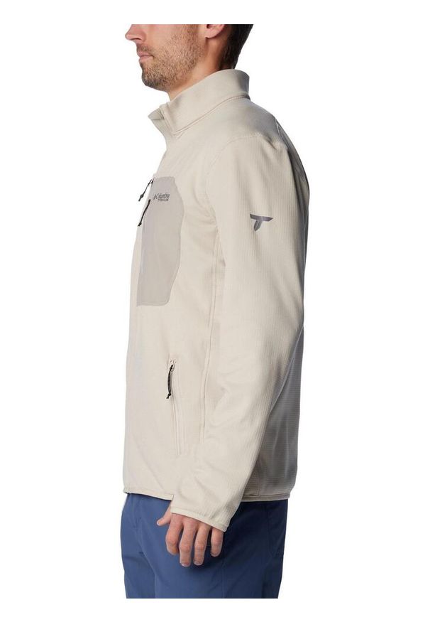 columbia - Polarowy sweter męski Columbia Triple Canyon Grid Fleece Full Zip. Kolor: beżowy. Materiał: poliester, elastan