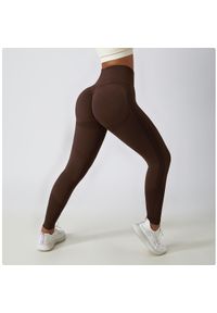 Intica - Legginsy treningowe modelujące sylwetkę z wysokim stanem Gulli. Stan: podwyższony. Kolor: brązowy. Materiał: tkanina. Sport: fitness #9