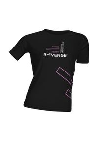 R-EVENGE - Koszulka damska z krótkim rękawem Fitness, czarny. Kolor: czarny. Materiał: poliester. Długość rękawa: krótki rękaw. Długość: krótkie. Sport: bieganie, fitness