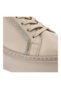 Beżowe Sneakersy Karino Modne Obuwie Damskie. Kolor: beżowy. Materiał: materiał. Szerokość cholewki: normalna. Obcas: na platformie #7