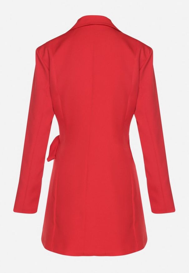 Born2be - Czerwona Kopertowa Sukienka z Imitacją Kieszeni Talriti. Kolor: czerwony. Typ sukienki: kopertowe. Styl: elegancki