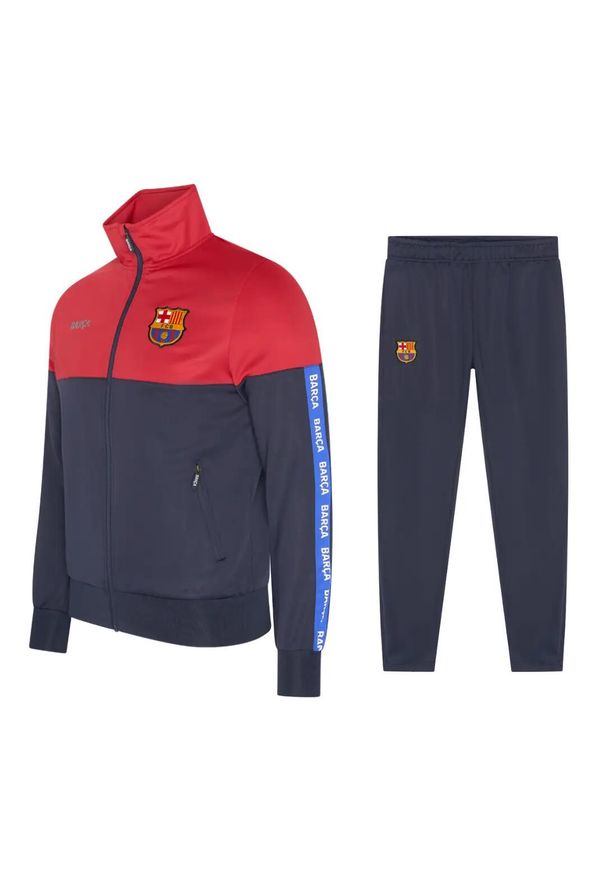 Dres piłkarski dziecięcy FC Barcelona 24/25. Kolor: czerwony, wielokolorowy, niebieski. Materiał: dresówka