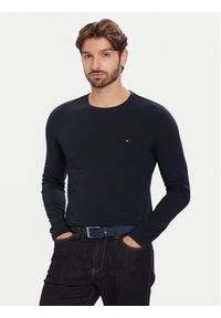 TOMMY HILFIGER - Tommy Hilfiger Longsleeve Stretch Tee MW0MW10804 Granatowy Slim Fit. Kolor: niebieski. Materiał: bawełna. Długość rękawa: długi rękaw