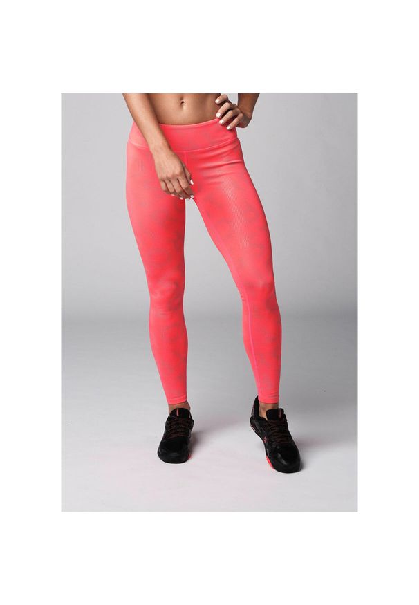 Legginsy fitness damskie pomarańczowe STRONG ID. Kolor: żółty, pomarańczowy, wielokolorowy. Materiał: poliester. Sport: fitness