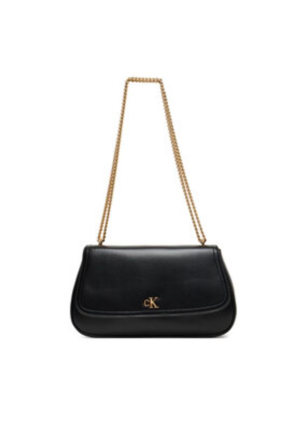 Calvin Klein Torebka Ck Convertible Chain Medium Bag LV04F3171G Czarny. Kolor: czarny. Materiał: skórzane