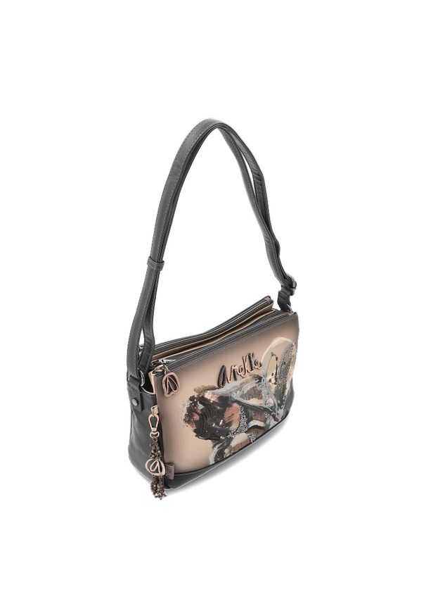 Brązowa Torebka Anekke Modna Damska Listonoszka. Kolor: brązowy. Wzór: aplikacja. Materiał: zdobione. Styl: casual. Rodzaj torebki: na ramię