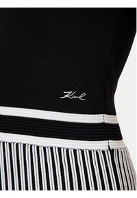 Karl Lagerfeld - KARL LAGERFELD Sukienka dzianinowa A1W13026 Czarny Regular Fit. Typ kołnierza: dekolt w karo. Kolor: czarny. Materiał: wiskoza #4