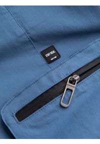 Ombre Clothing - Spodnie męskie JOGGERY z odstającymi i zapinanymi kieszeniami cargo - niebieskie V7 - Rozmiar: L. Kolor: niebieski. Materiał: guma, tkanina, elastan, bawełna. Wzór: nadruk #9
