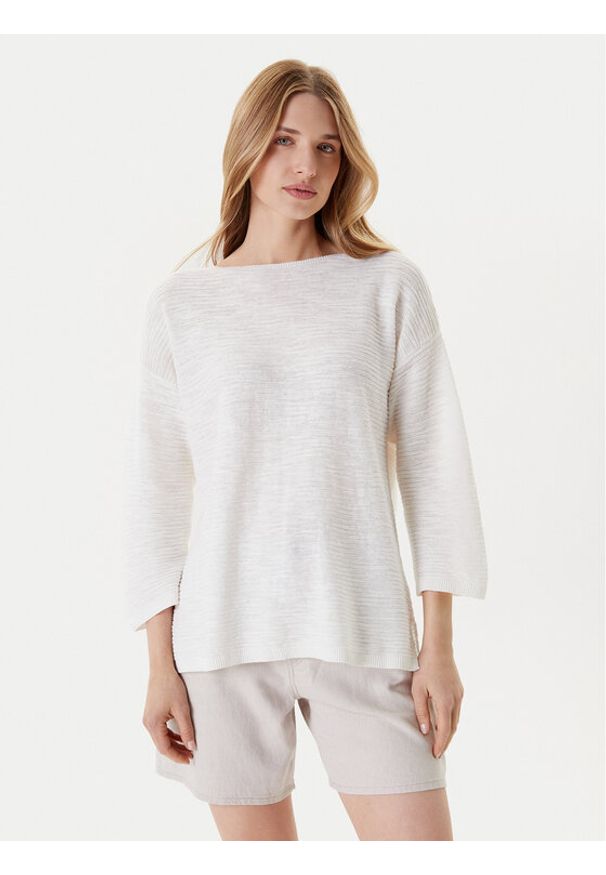 United Colors of Benetton - United Colors Of Benetton Sweter 115GD10CT Biały Boxy Fit. Kolor: biały. Materiał: bawełna