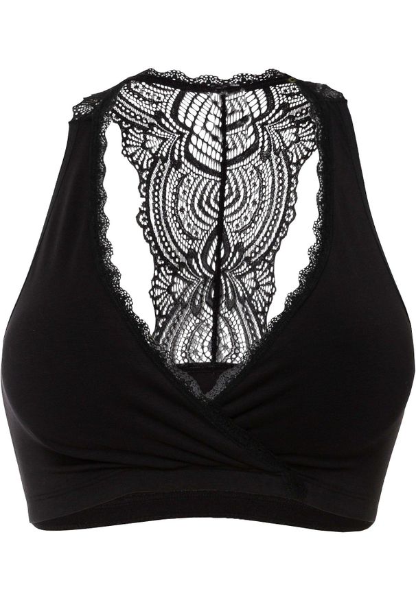 bonprix - Biustonosz bustier do karmienia piersią, bawełna organiczna. Kolor: czarny. Materiał: bawełna