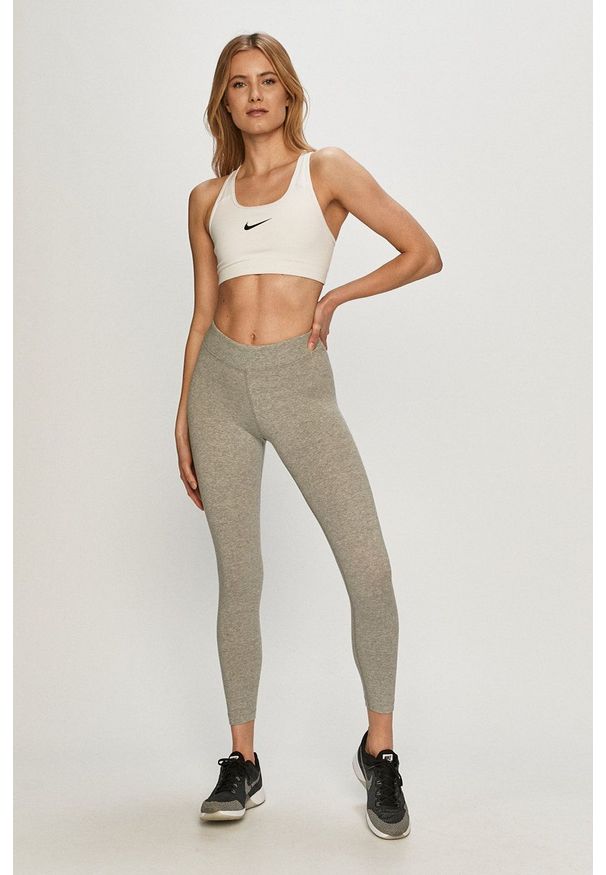 Nike Sportswear - Legginsy. Stan: podwyższony. Kolor: szary. Materiał: dzianina. Wzór: gładki