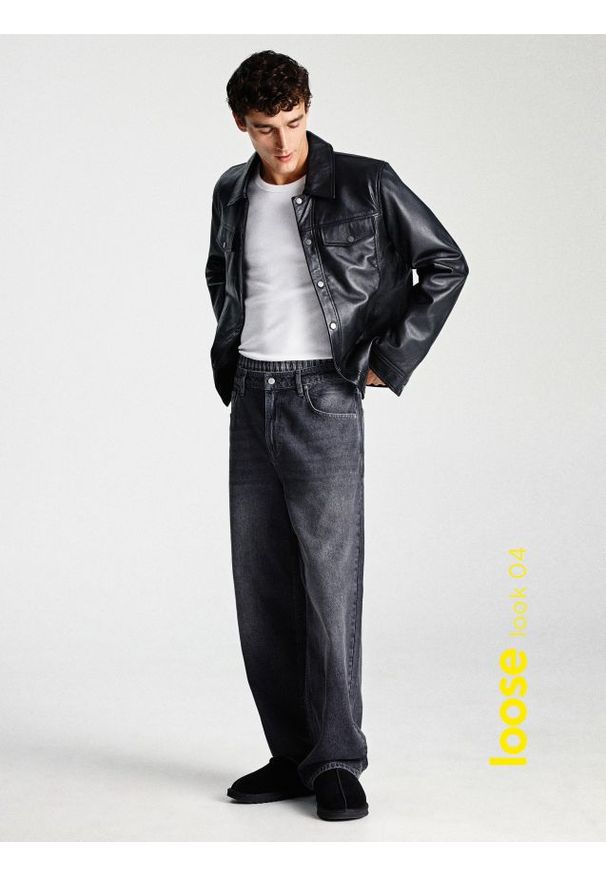 Reserved - Jeansy loose z efektem sprania - szary. Kolor: szary