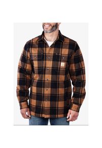 Koszula turystyczna męska Carhartt Flannel Sherpa-Lined Shirt Jac. Okazja: na co dzień. Kolor: brązowy. Styl: casual