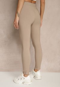 Renee - Jasnobeżowe Spodnie z Bawełną i Sznurowaniem Purrena. Okazja: na co dzień. Kolor: beżowy. Materiał: bawełna. Styl: casual, elegancki