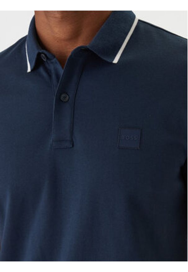 BOSS Polo Passertip 50507699 Granatowy Slim Fit. Typ kołnierza: polo. Kolor: niebieski. Materiał: bawełna
