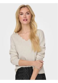 only - ONLY Sweter 15297168 Beżowy Regular Fit. Kolor: beżowy. Materiał: syntetyk