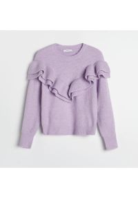 Reserved - Sweter z falbaną - Fioletowy. Kolor: fioletowy #1