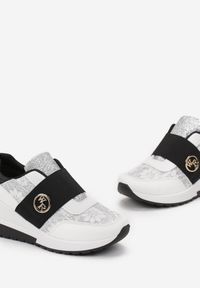 Born2be - Białe Brokatowe Sneakersy na Koturnie Valtana. Kolor: biały. Obcas: na koturnie #3