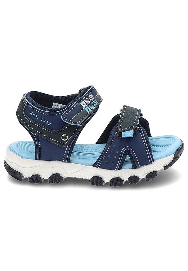 Big-Star - Granatowe Sandały Big Star Wygodne Buty Dziecięce. Okazja: na co dzień. Zapięcie: rzepy. Kolor: niebieski. Materiał: skóra ekologiczna, materiał. Wzór: aplikacja. Sezon: lato. Styl: wakacyjny, sportowy, casual