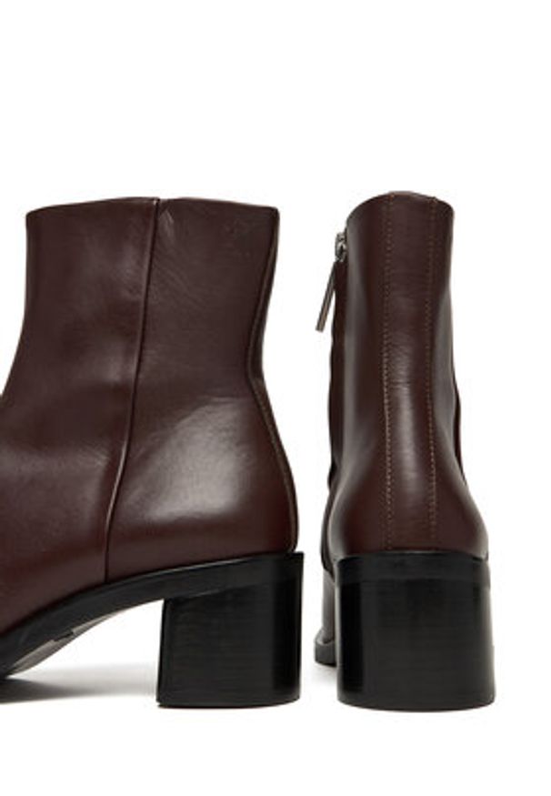 Calvin Klein Botki Block Heel Zip Boot Lth HW0HW02593 Bordowy. Kolor: czerwony. Materiał: skóra