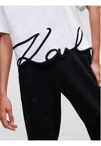 Karl Lagerfeld - KARL LAGERFELD T-Shirt Signature Hem 226W1703 Biały Relaxed Fit. Typ kołnierza: dekolt w karo. Kolor: biały. Materiał: bawełna #4