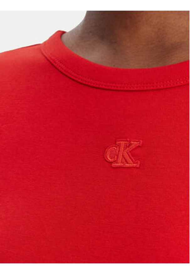 Calvin Klein Jeans Sukienka codzienna LV047B266G Czerwony Slim Fit. Okazja: na co dzień. Kolor: czerwony. Materiał: bawełna. Typ sukienki: proste. Styl: casual