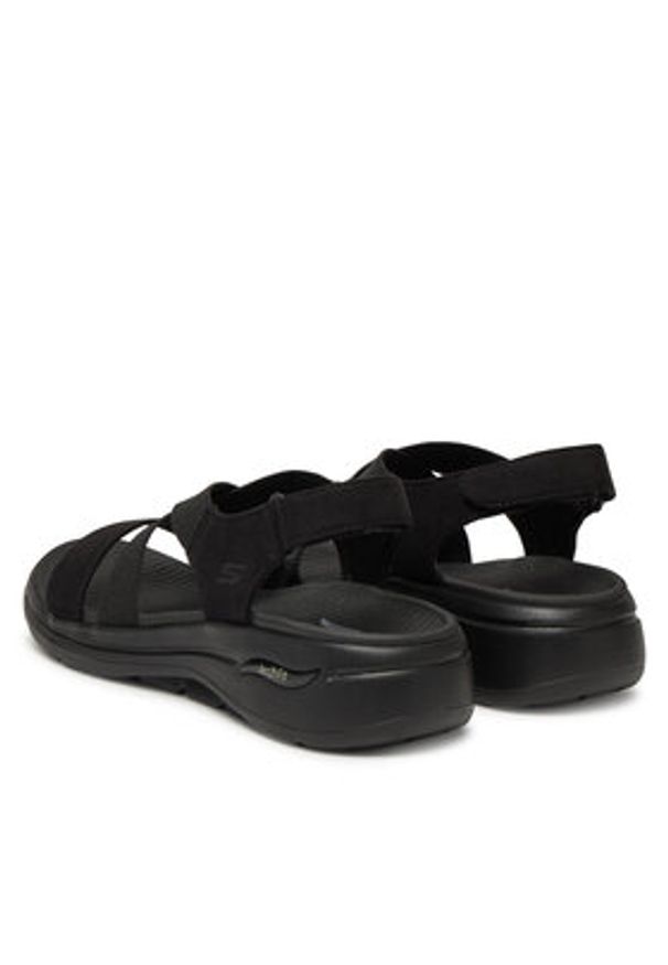 skechers - Skechers Sandały Go Walk Arch Fit Sandal-Treasured 140257/BBK Czarny. Kolor: czarny. Materiał: materiał