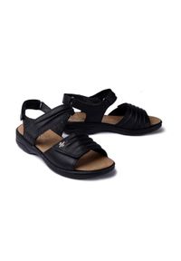 Rieker - RIEKER 64560-01 sandały, sandały damskie. Zapięcie: rzepy. Kolor: czarny. Materiał: skóra #1