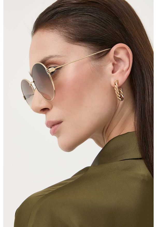Gucci okulary przeciwsłoneczne damskie kolor złoty. Kształt: okrągłe. Kolor: złoty