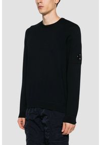 C.P. Company - C.P. COMPANY Czarny męski cienki sweter Crew Neck. Kolor: czarny
