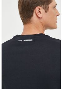 Karl Lagerfeld bluza bawełniana męska kolor czarny z nadrukiem. Kolor: czarny. Materiał: bawełna. Wzór: nadruk