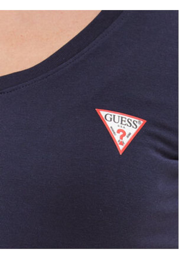 Guess T-Shirt W2YI45 J1314 Granatowy Slim Fit. Kolor: niebieski. Materiał: bawełna
