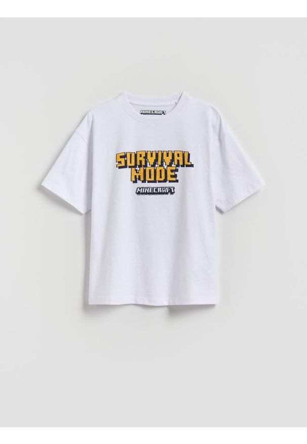 Reserved - Bawełniany t-shirt Minecraft - biały. Kolor: biały. Materiał: bawełna
