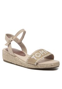 TOMMY HILFIGER - Tommy Hilfiger Espadryle Rope Wedge Sandal T3A7-33287-0890 S Beżowy. Kolor: beżowy. Materiał: materiał