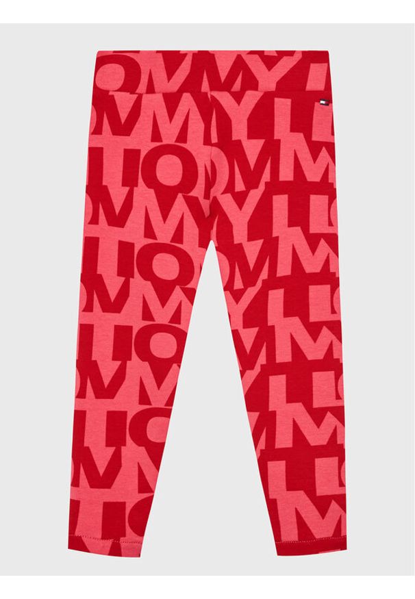 TOMMY HILFIGER - Tommy Hilfiger Legginsy KG0KG07123 D Czerwony Slim Fit. Kolor: czerwony. Materiał: bawełna