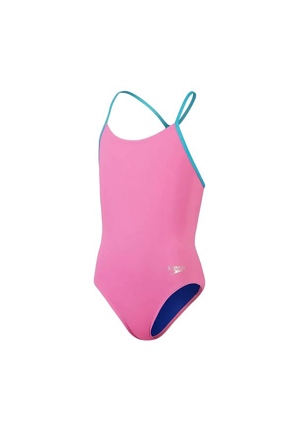 Strój pływacki dziecięcy Speedo Solid Lane Line Back. Kolor: wielokolorowy, niebieski, różowy