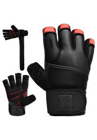 RDX SPORTS - Rękawiczki RDX L4 Finger Weightlifting Leather. Kolor: czerwony. Sport: fitness #2