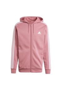 Adidas - Bluza z kapturem Essentials Fleece 3-Stripes Full-Zip. Typ kołnierza: kaptur. Kolor: czerwony, różowy, wielokolorowy. Materiał: materiał