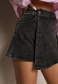 Renee - Czarne Asymetryczne Spódnico-Szorty z Bawełny Velvivia. Okazja: na co dzień. Kolor: czarny. Materiał: bawełna. Sezon: lato, wiosna. Styl: elegancki, casual #5
