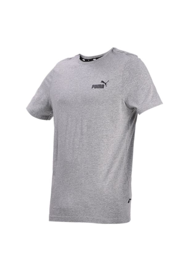 Puma - Męska koszulka Essentials z małym logo PUMA Medium Gray Heather. Kolor: szary. Materiał: bawełna