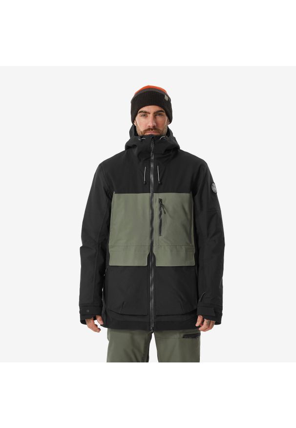 DREAMSCAPE - Kurtka snowboardowa męska Dreamscape SNB 500 ziprotect. Kolor: zielony, wielokolorowy, czarny, brązowy. Materiał: materiał. Długość: długie. Sport: snowboard