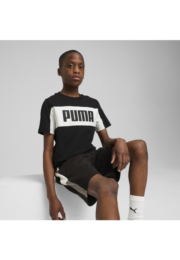 Puma - Młodzieżowa koszulka Essentials Block PUMA Black. Kolor: czarny. Wzór: haft. Sport: joga i pilates