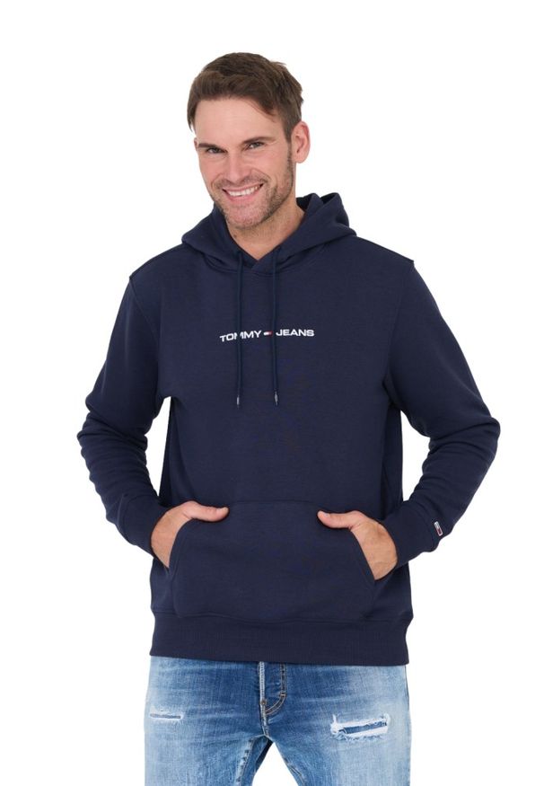Tommy Jeans - TOMMY JEANS Granatowa bluza z kapturem. Typ kołnierza: kaptur. Kolor: niebieski